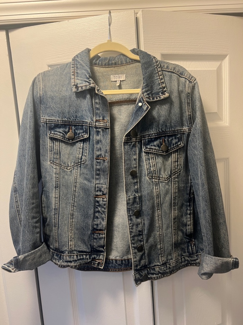 Tobi Washed Blue Denim Trucker Jacket